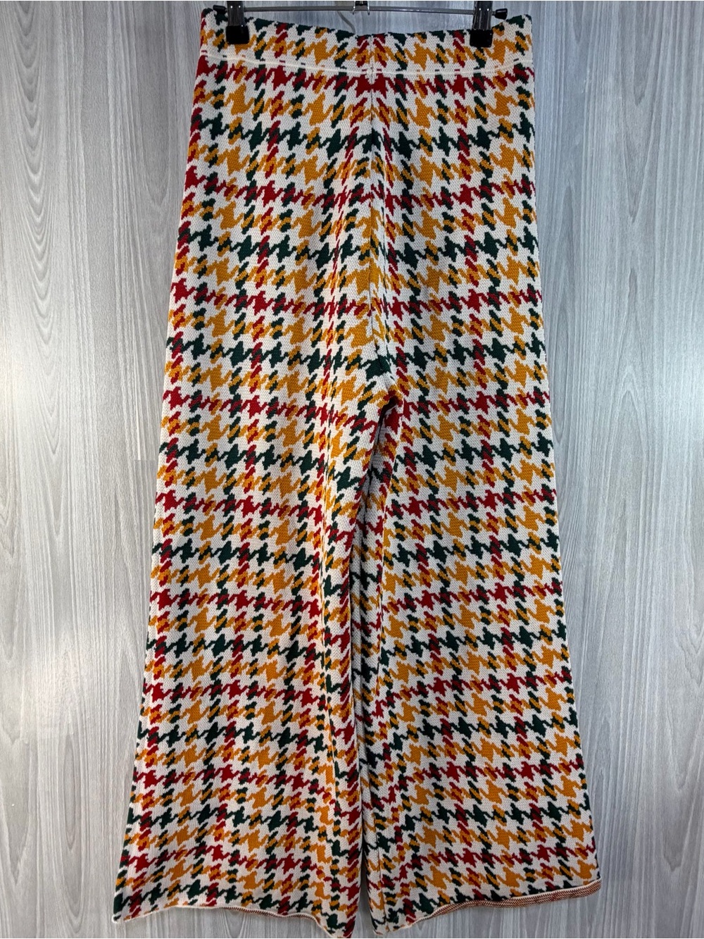 Free People Houndstooth Knit Wide Leg Pants Size Small High Waist Retro Boho - Picture 2 of 7